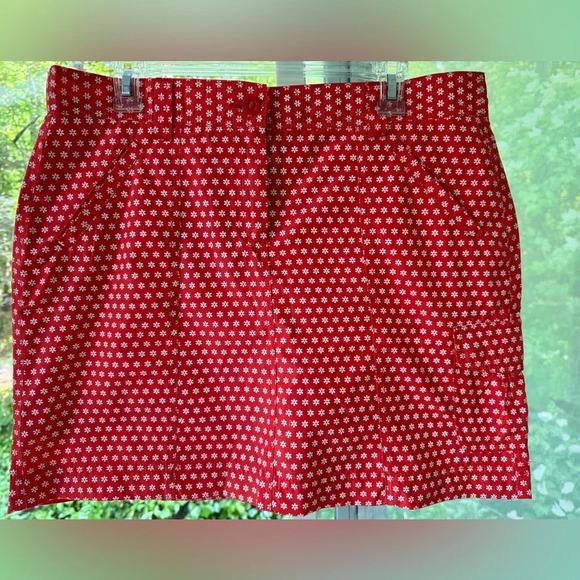 Lands End 12 Dark Orange & White floral Skorts. Front slant pockets, hip pocket - Picture 1 of 13